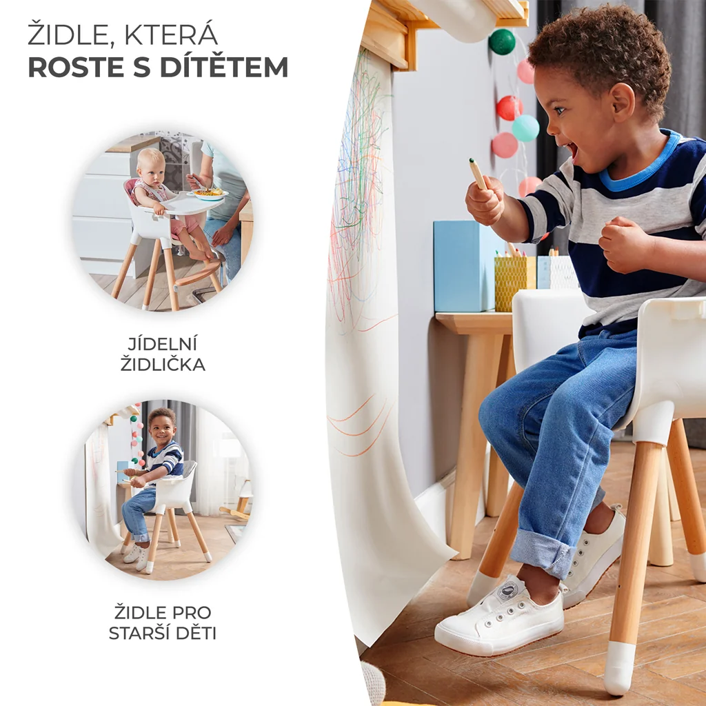 KINDERKRAFT Stolička jedálenská Sienna grey 1×1 ks, jedálenská stolička