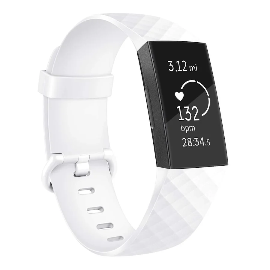 BStrap Silicone Diamond (Large) remienok na Fitbit Charge 3 / 4, white