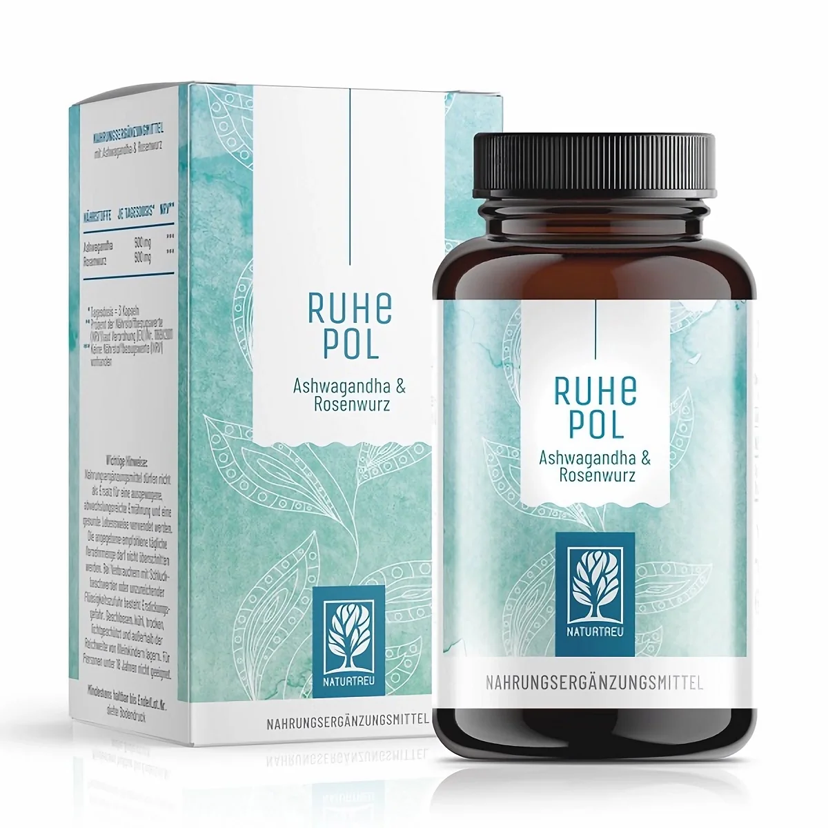 Naturtreu Ashwagandha & Rhodiola rosea pre pokojnú dušu, 120 vegan kapsúl 