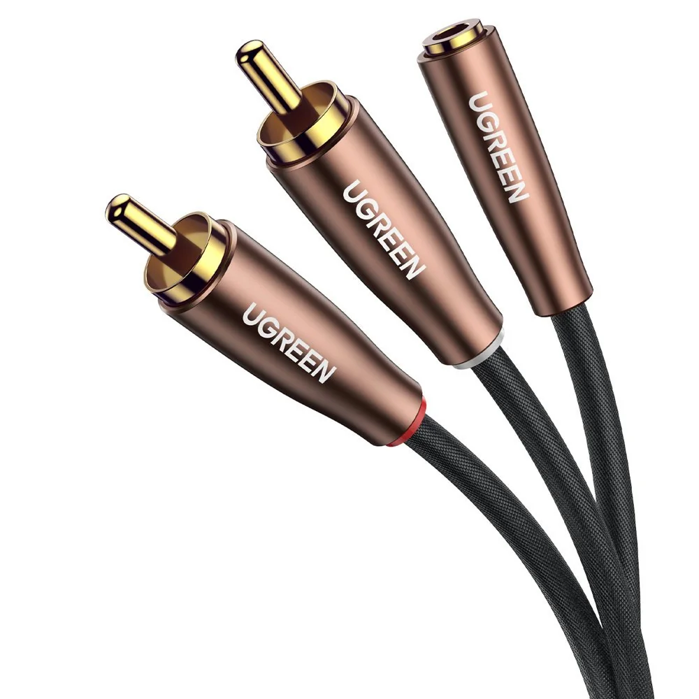 Ugreen AV198 audio kábel 3.5mm jack / 2x RCA F/M 5m, hnedý 