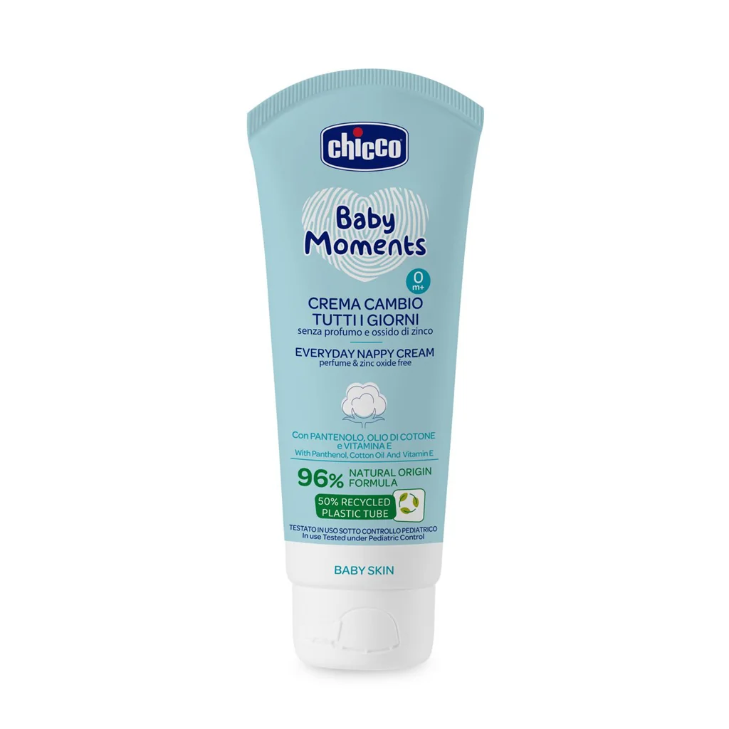 CHICCO Krém na detský zadoček Baby Moments bez parfému na každý deň 0m+ 1×100 ml, krém na detský zadoček