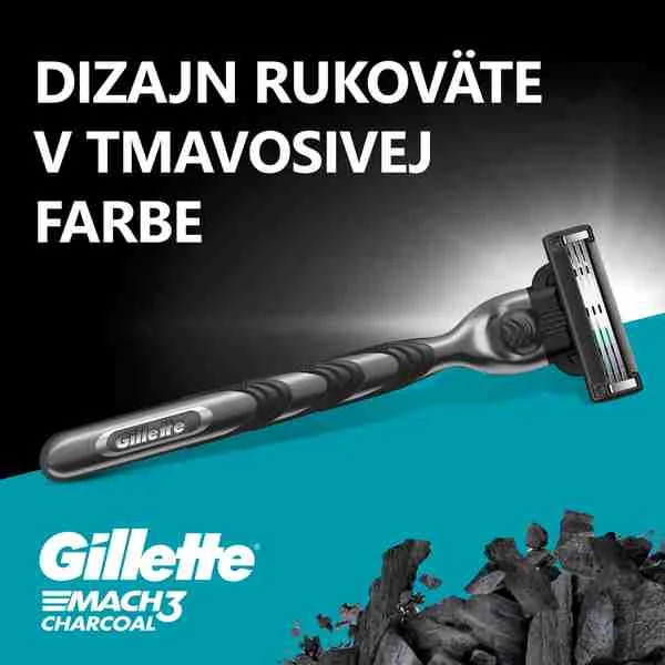 Gillette Mach3 Charcoal Strojček + 5NH 1×1 ks, holiaci strojček s hlavicami