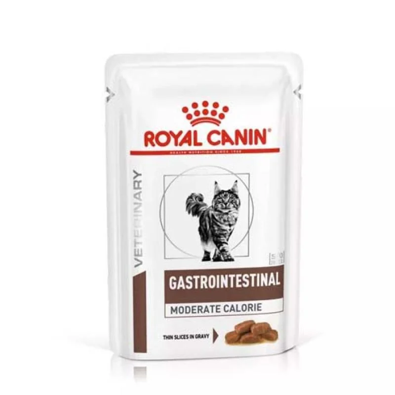 ROYAL CANIN VHN CAT GASTROINTESTINAL MODERATE CALORIE 85g vlhké krmivo pre dospelé mačky trpiace ochorením tráviaceho traktu kapsička