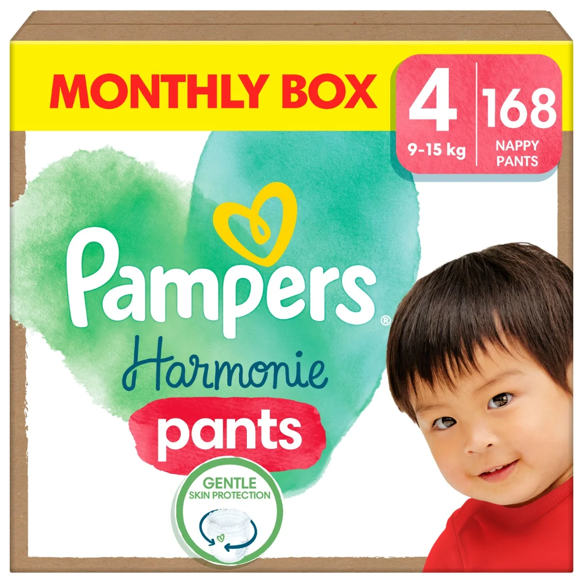 PAMPERS HARMONIE BABY PLIEN.NOHAV.V.4 9-15KG 168KS 1×168 ks, plienkové nohavičky vo veľkosti 4