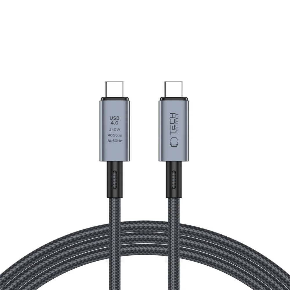 Tech-Protect Ultraboost Max kábel USB 4.0 8K / USB-C 240W 2m, šedý