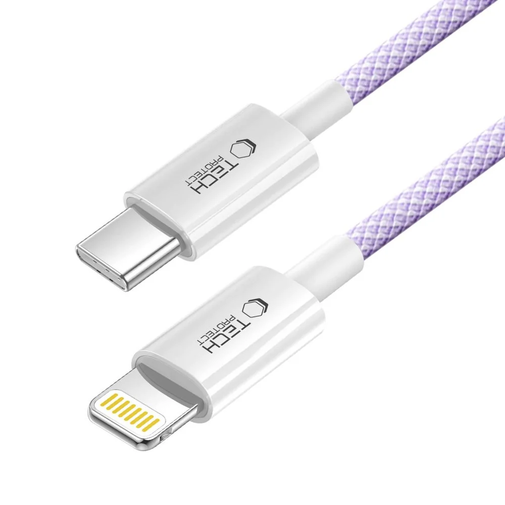 Tech-Protect Ultraboost Lite kábel USB-C / Lightning PD 27W / 3A 2m, f ialový