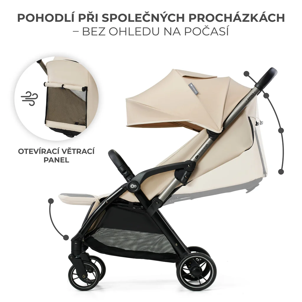 KINDERKRAFT Kočík športový Apino Duno beige 1×1 ks, športový kočík