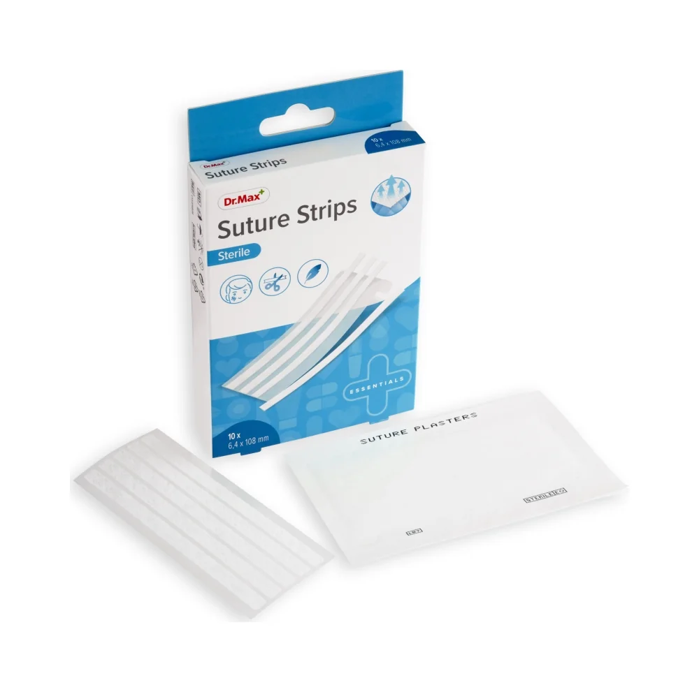 Dr. Max Suture Strips 6,4 x 108 mm 1×10 ks, náplasťové stehy na uzavretie rezných a tržných rán