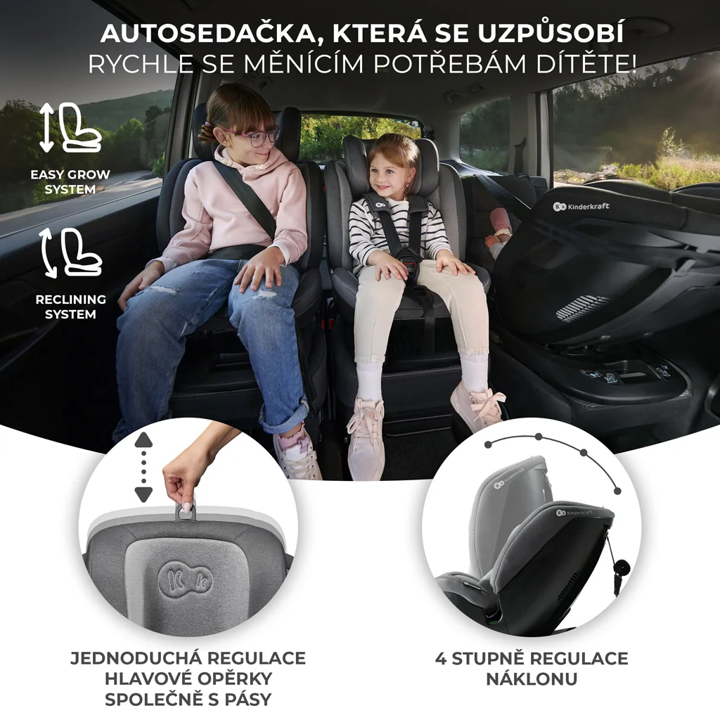 KINDERKRAFT Autosedačka Xpedition 2 i-Size 40-150cm Black 1×1 ks, autosedačka