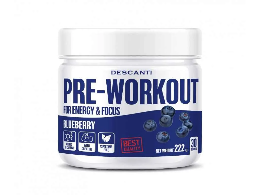 DESCANTI Pre-Workout Blueberry 222g 1×222g,čučoriedka