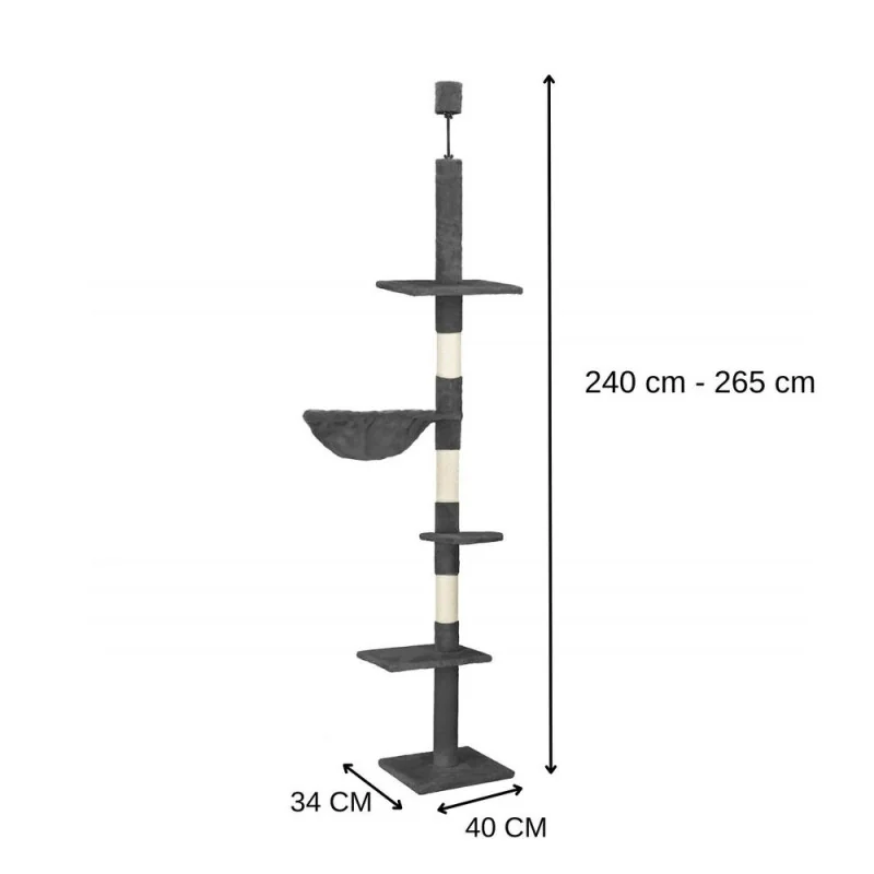 SPRINGOS Škrabadlo pre mačky - Veža s odpočívadlami 4 poschodia 240-265 cm SPRINGOS PA1051 