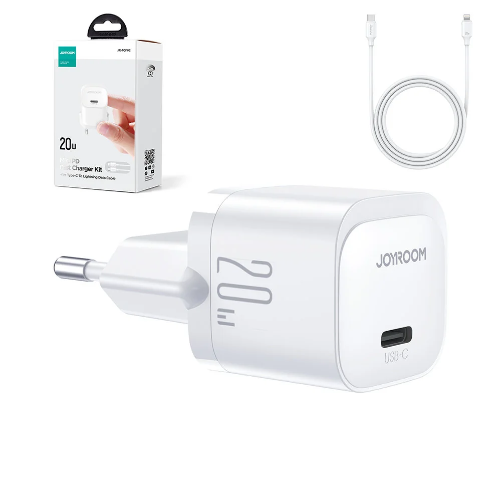 Joyroom JR-TCF02 sieťová nabíjačka 20W + kábel USB-C / Lightning, biel a