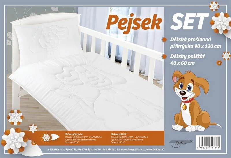 Perina detská PSÍK - SET deka 90x135cm + vankúš 40x60cm 1×1 ks, detská perina