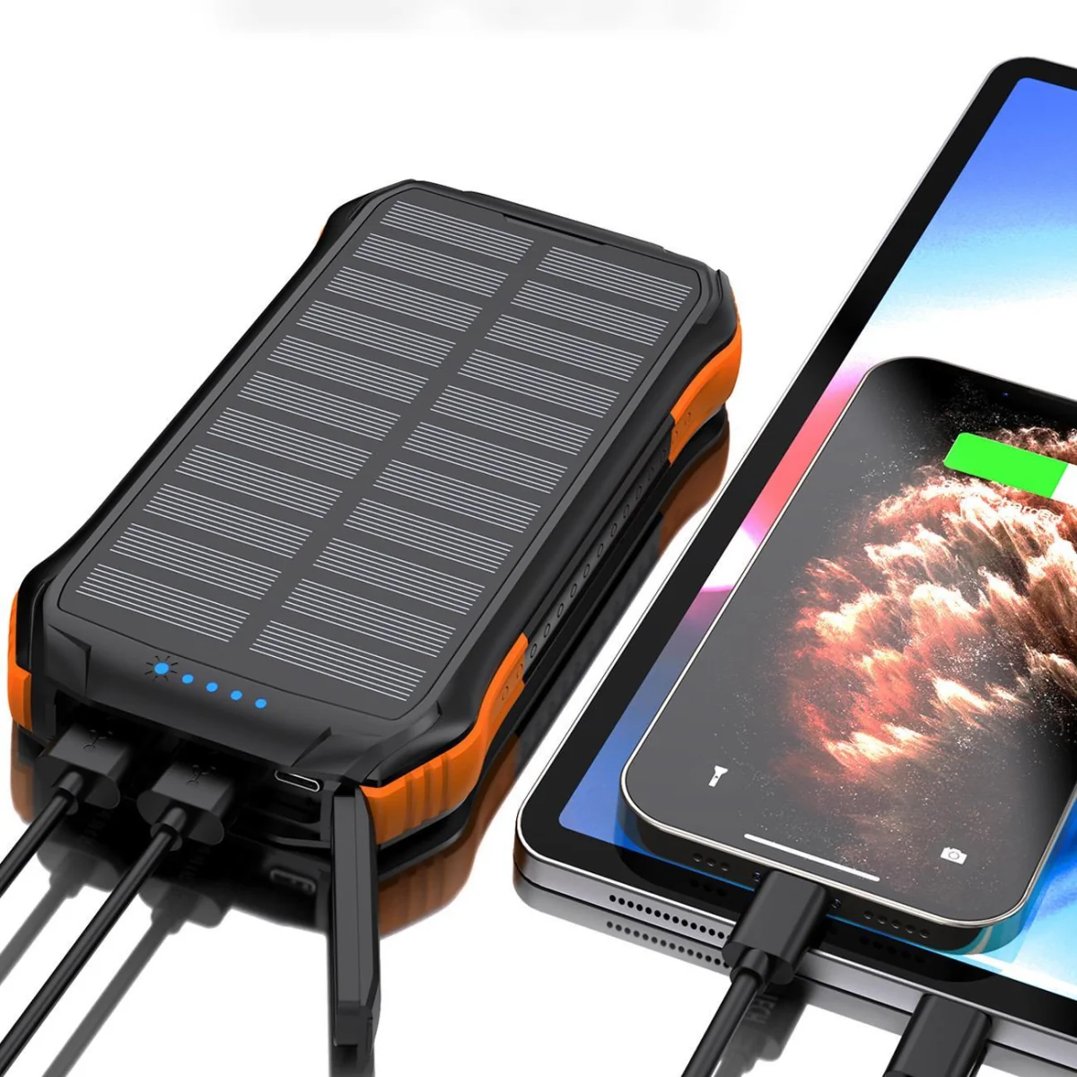 Choetech Solar Power Bank 10000mAh Qi 5W, čierny/oranžový 