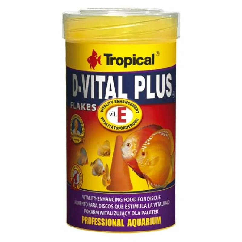 TROPICAL D-Vital Plus 100ml/20g vločkové krmivo pre discusy s vitamínom E 