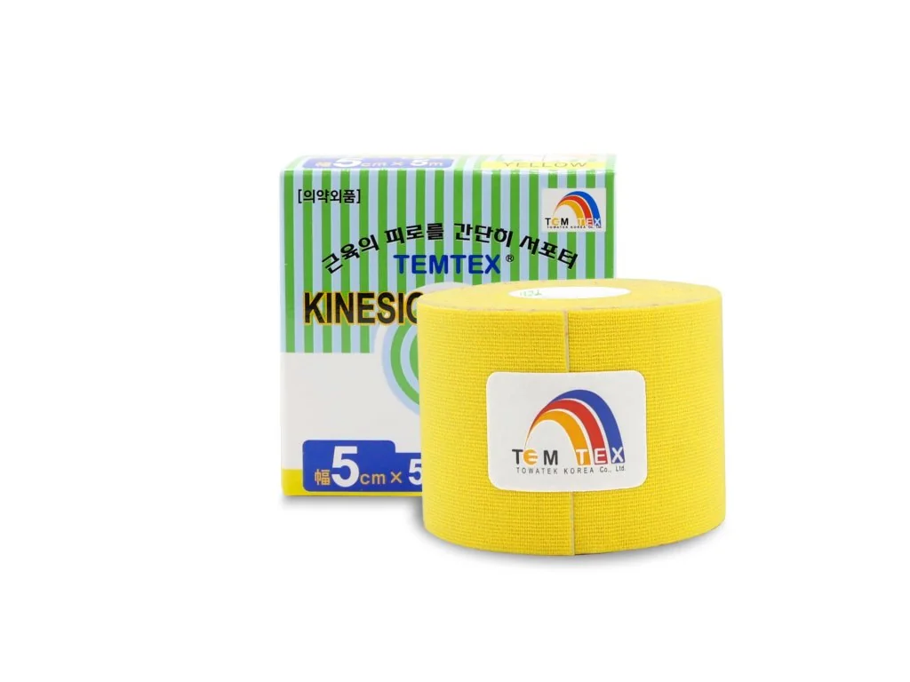 Temtex kinesio tape Classic, žltá tejpovacia páska 5cm x 5m