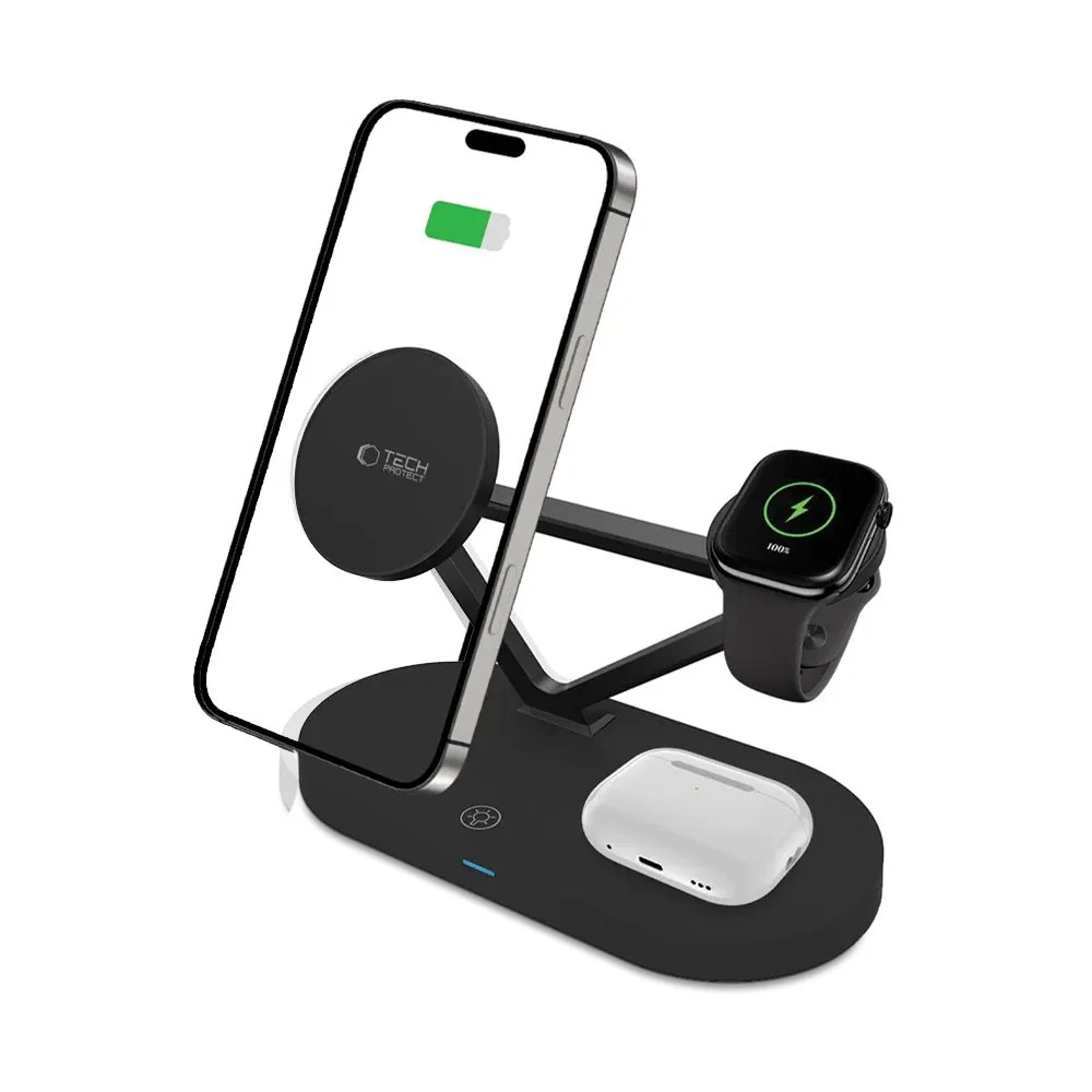 Tech-Protect A41 3in1 nabíjačka na mobil / Apple Watch / AirPods 15W, čierna