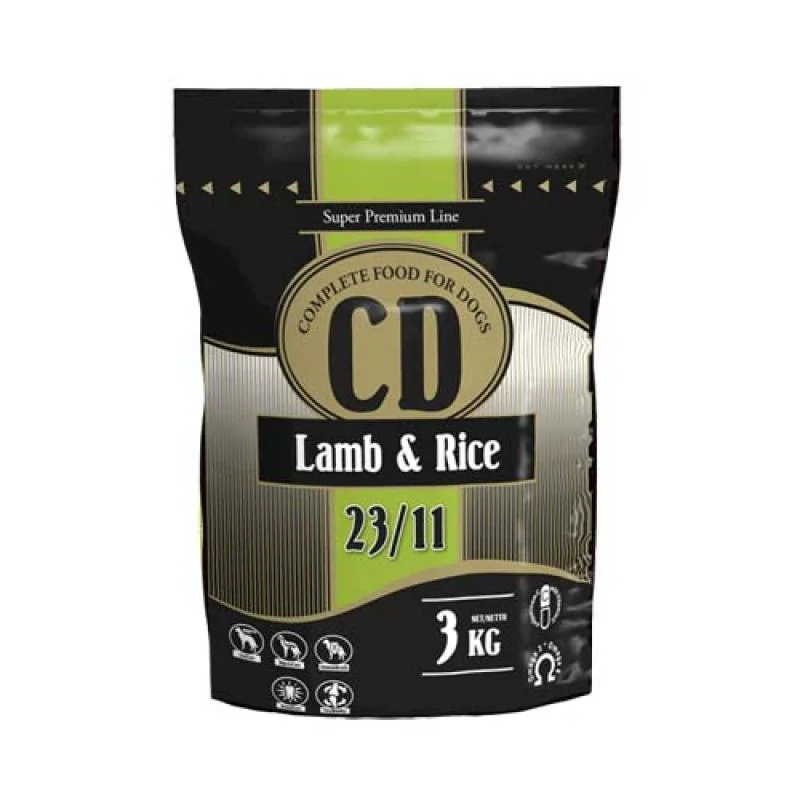 DELIKAN CD Lamb and Rice 23/11 3kg Kompletné superprémiové krmivo s jahňacím mäsom a ryžou pre psy stredných a veľkých plemien 