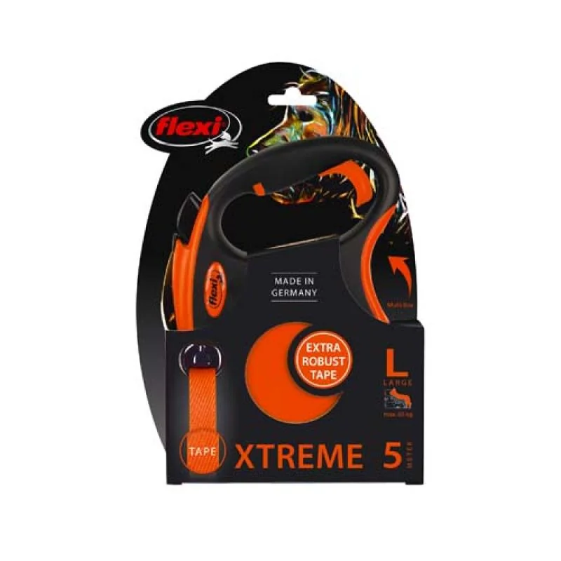 flexi Xtreme L popruh 5m, oranžová do 65kg s pružným Soft-Stop pásikom 