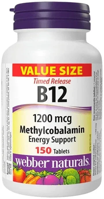 WEBBER NATURALS Vitamín B12 1200 mcg Metylkobalamín 150 tabliet