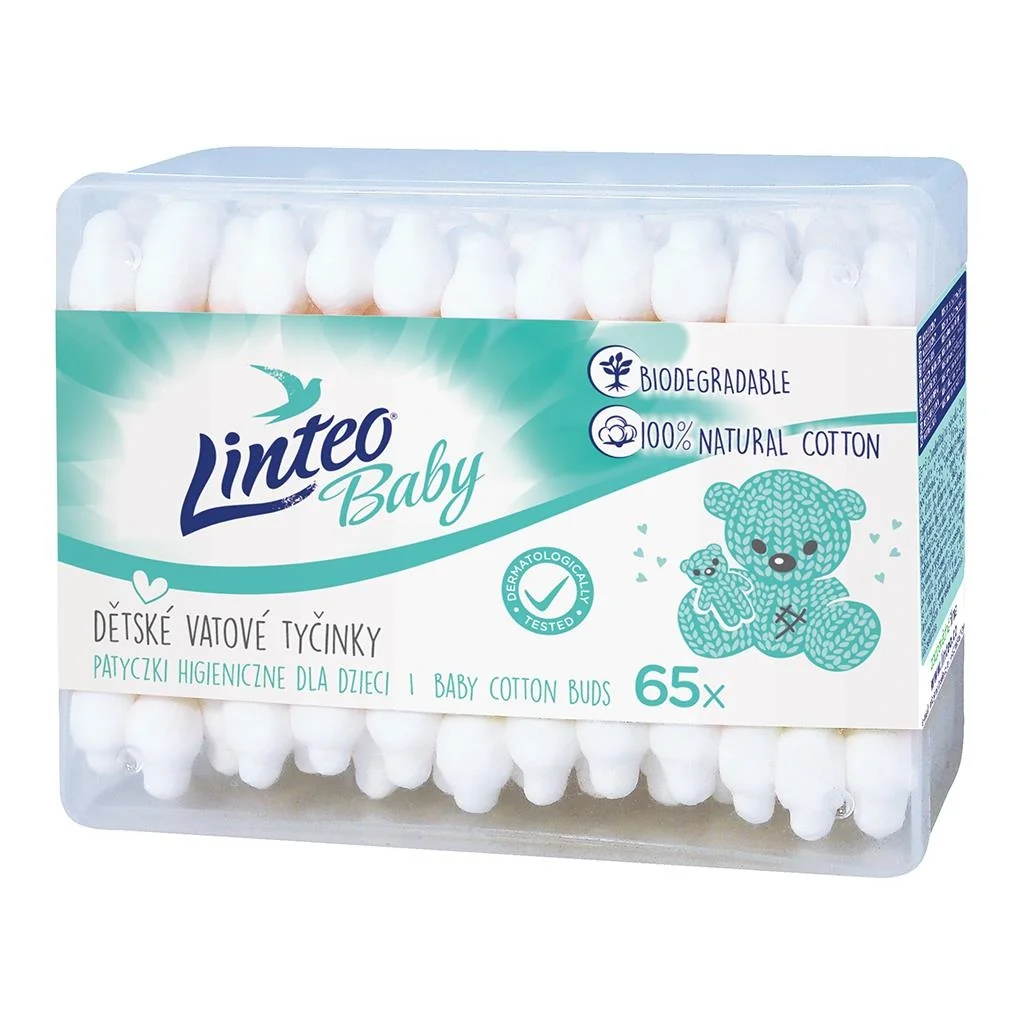 Papierové vatové tyčinky 100% natural Linteo 65 ks v boxe , 20C45184