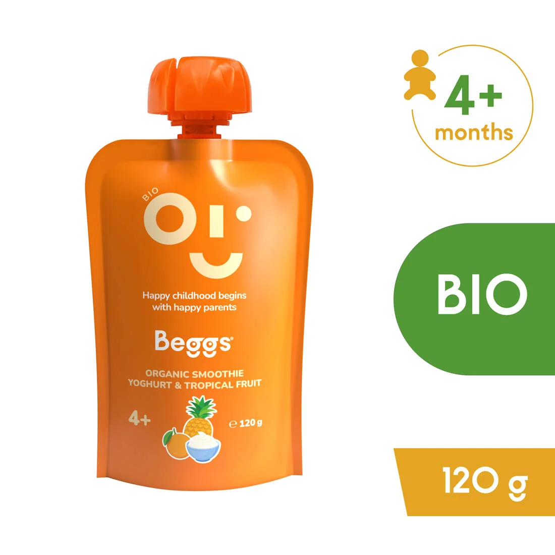 Beggs BIO Smoothie s jogurtom a tropickým ovocím 1×120 g, smoothie