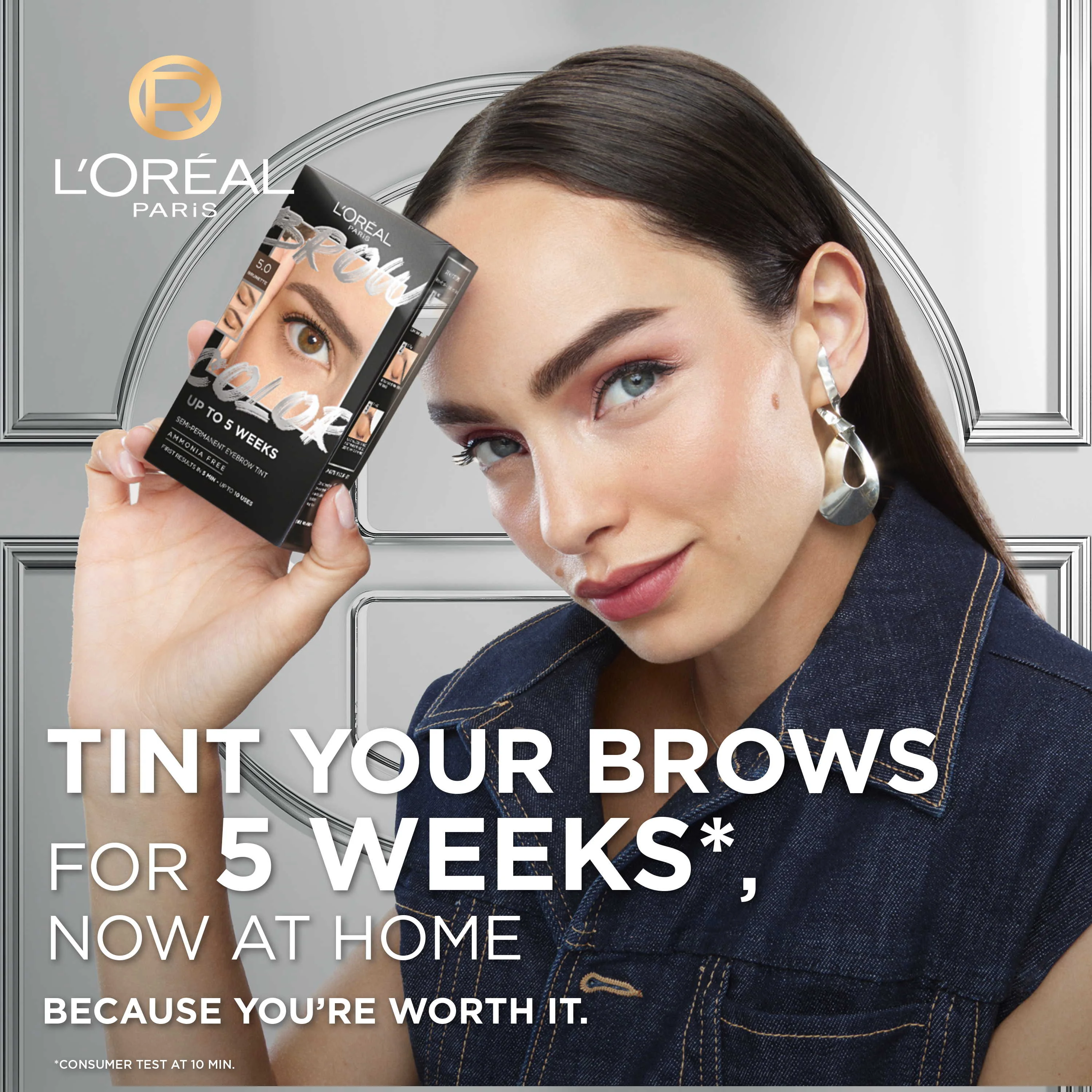 L'Oréal Paris Brow Color 5.0 Brunette semi-permanentná farba na obočie 1×1 ks, farba na obočie