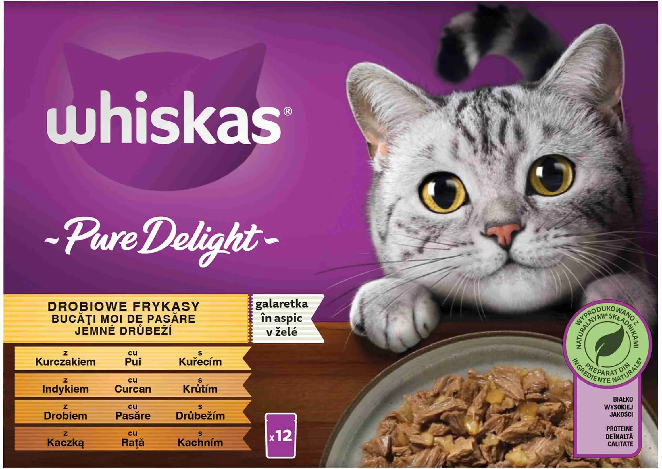 WHISKAS Kapsička Pure delight hydinový výber v želé 12pack 12×85g, kapsička pre mačky