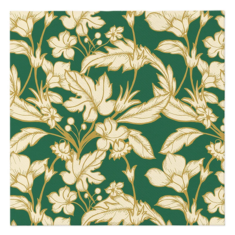 PAW - Obrúsky AIRLAID 40x40 cm - Beautiful Floral Pattern dark Green 