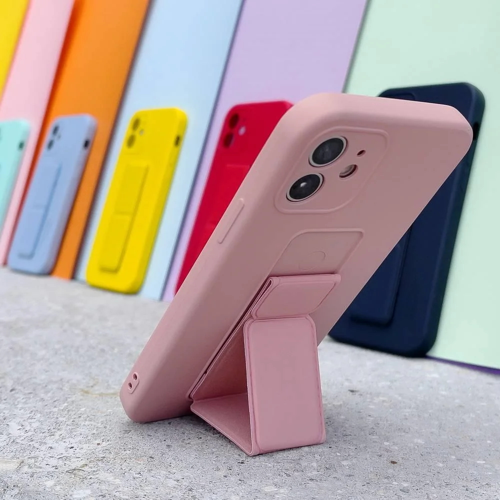 MG Kickstand silikónový kryt na iPhone 13, červený 