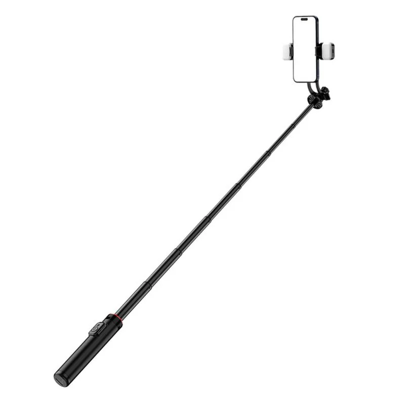 MG Tripod Bluetooth selfie tyč s LED svetlom 1.3m, čierna 