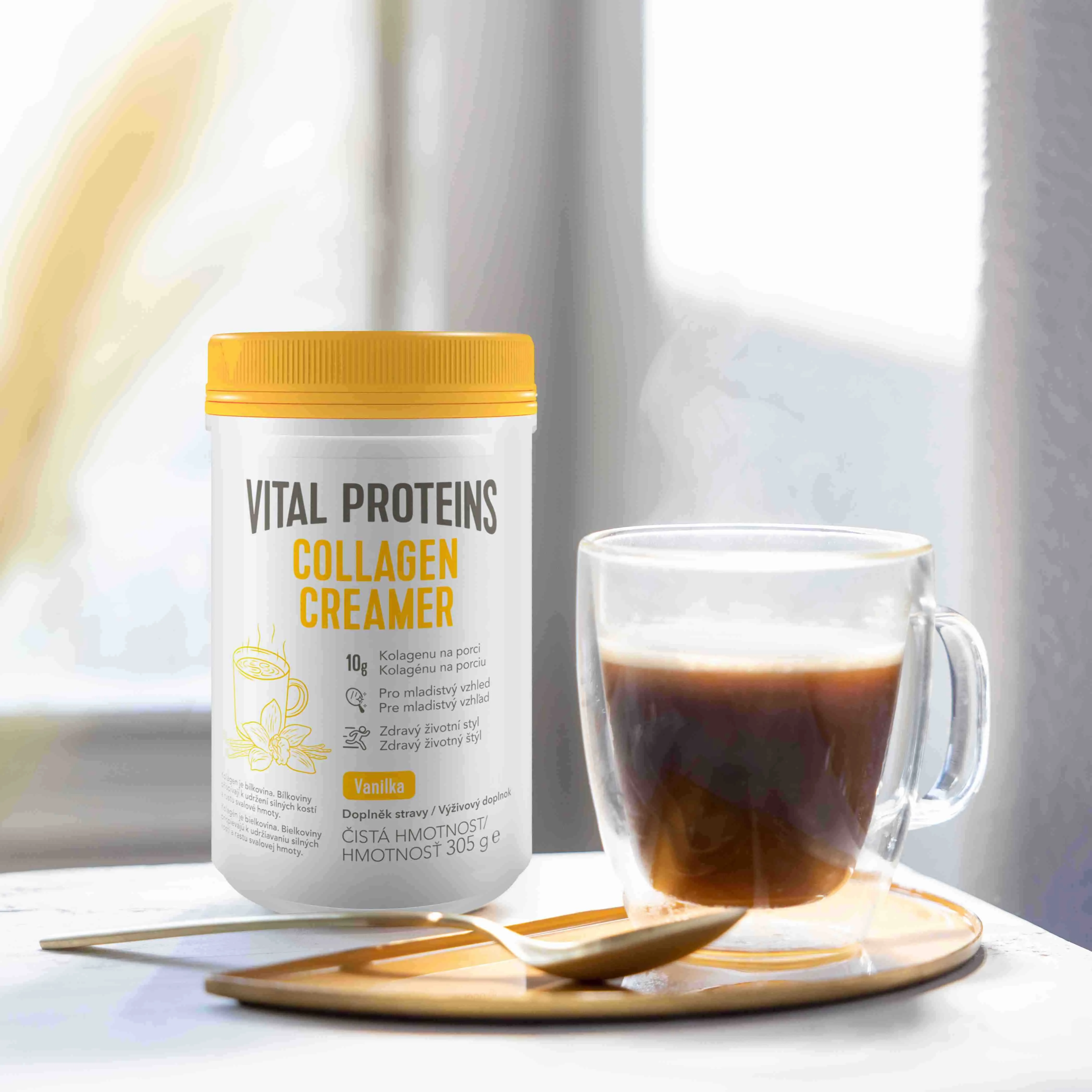 Vital Proteins Collagen Creamer Vanilka kolagén v prášku 305g 1×305 g, dochucovadlo do kávy