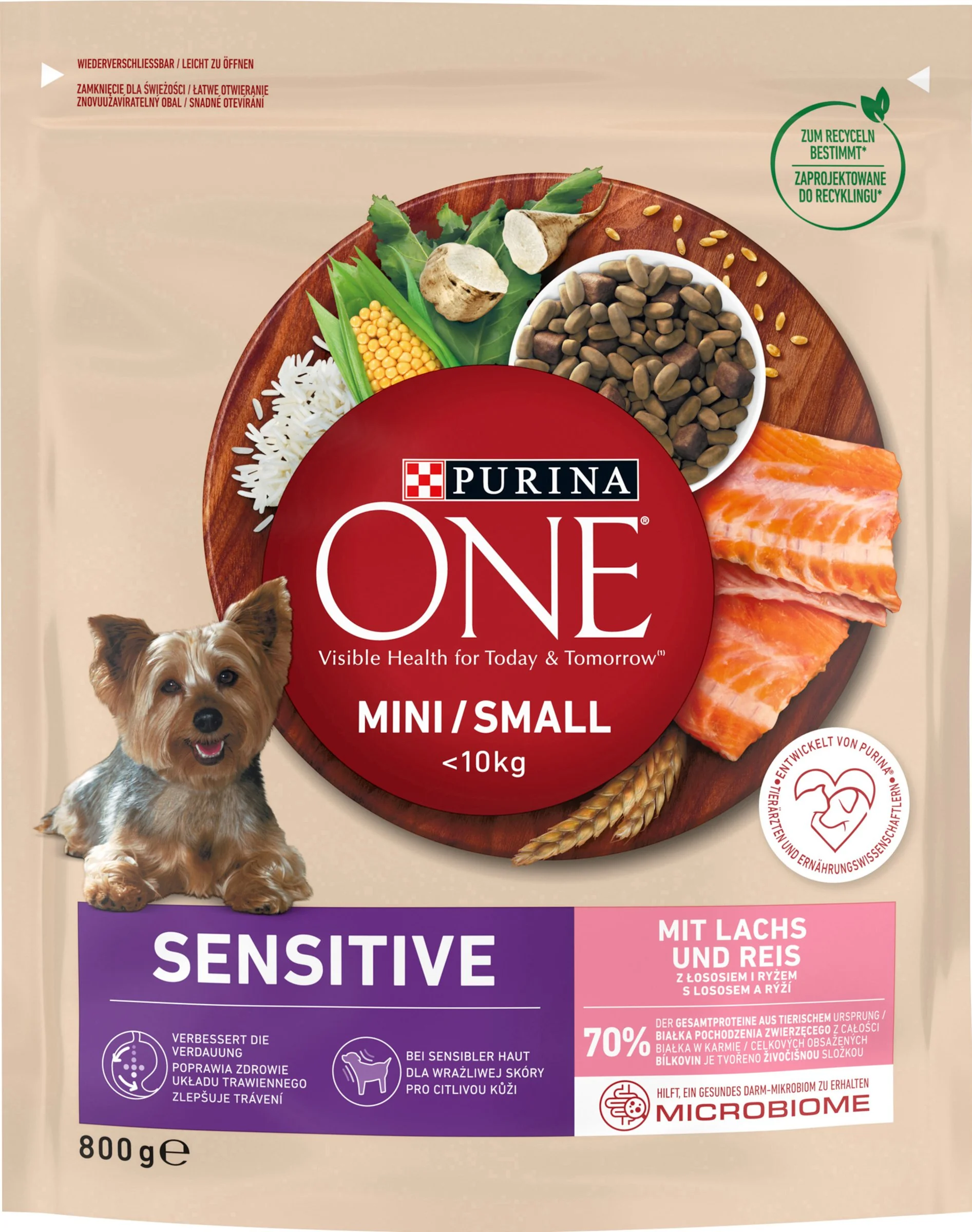 ONE MINI Sensitive Dog 800g s lososom