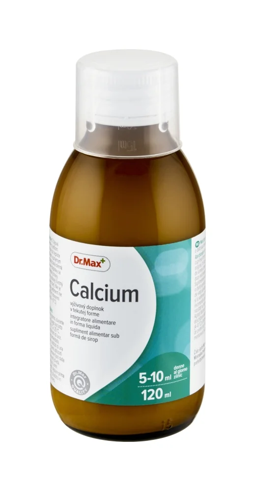 Dr. Max CALCIUM SIRUP Čokoláda 1×120 ml, výživový doplnok s obsahom vápnika.