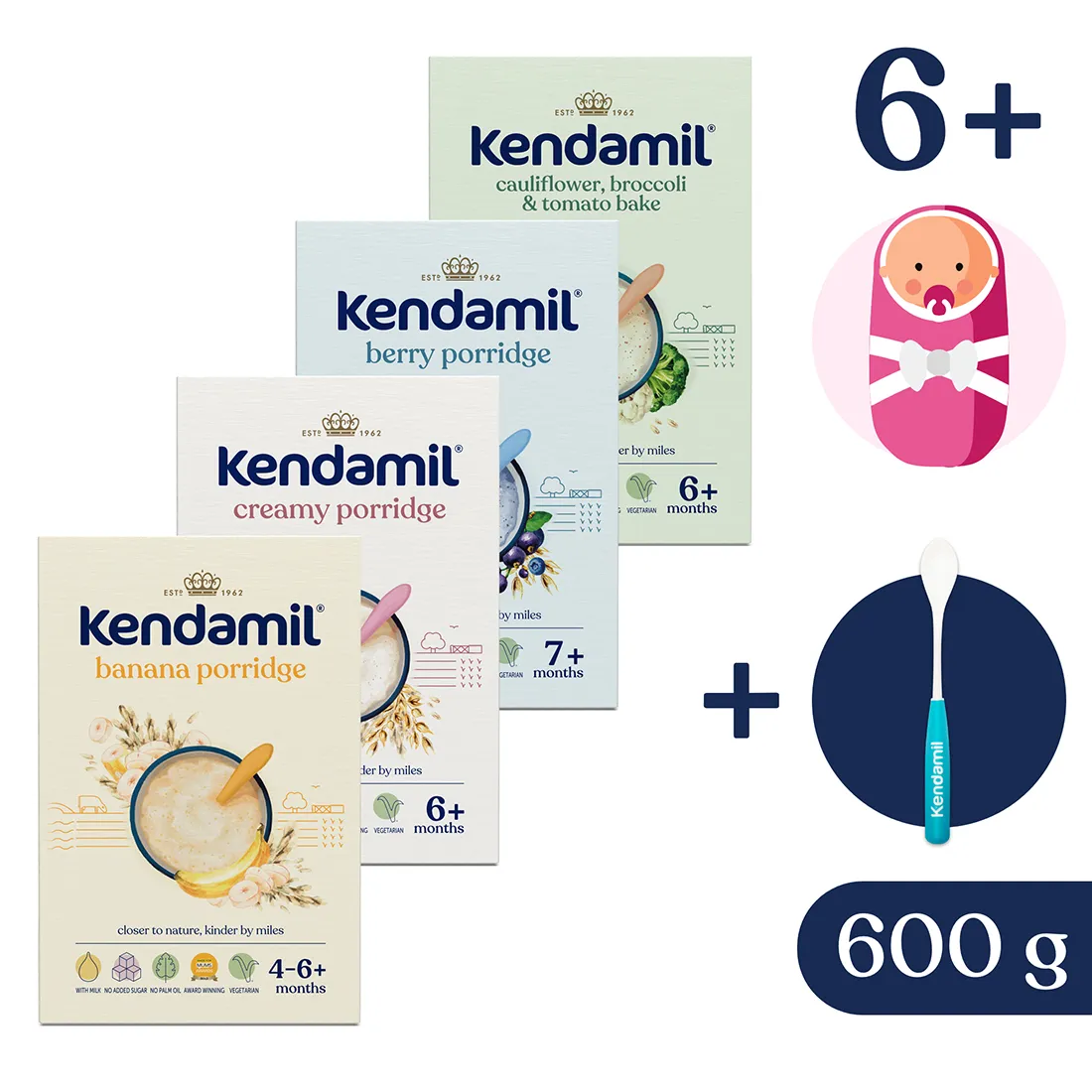 Kendamil Variácie mliečnych kaš 4×150 g, mliečna kaša