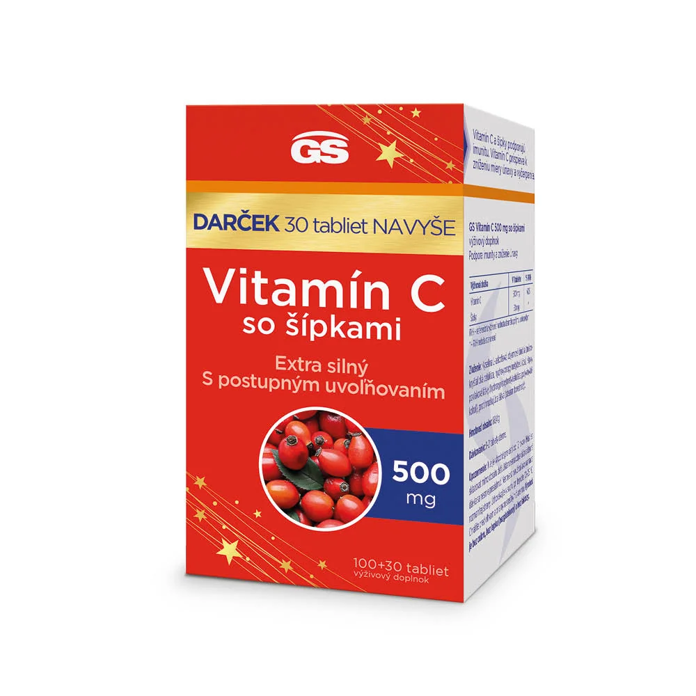 GS Vitamin C 500 so šípkami 1×130 tbl, výživový doplnok