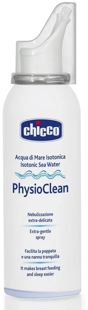 CHICCO Sprej do nosa izotonický s morskou vodou PhysioClean na hygienu nosa 100ml, 6m+ 1×100 ml, sprej do nosa