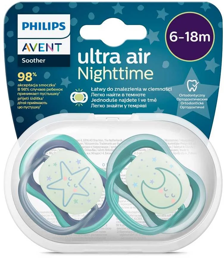 Philips AVENT Cumlík Ultra air nočný 6-18m chlapec 2ks