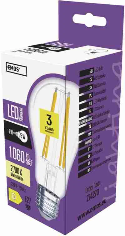 LED FLM A60 7W E27 WW 1×1 ks, LED žiarovka