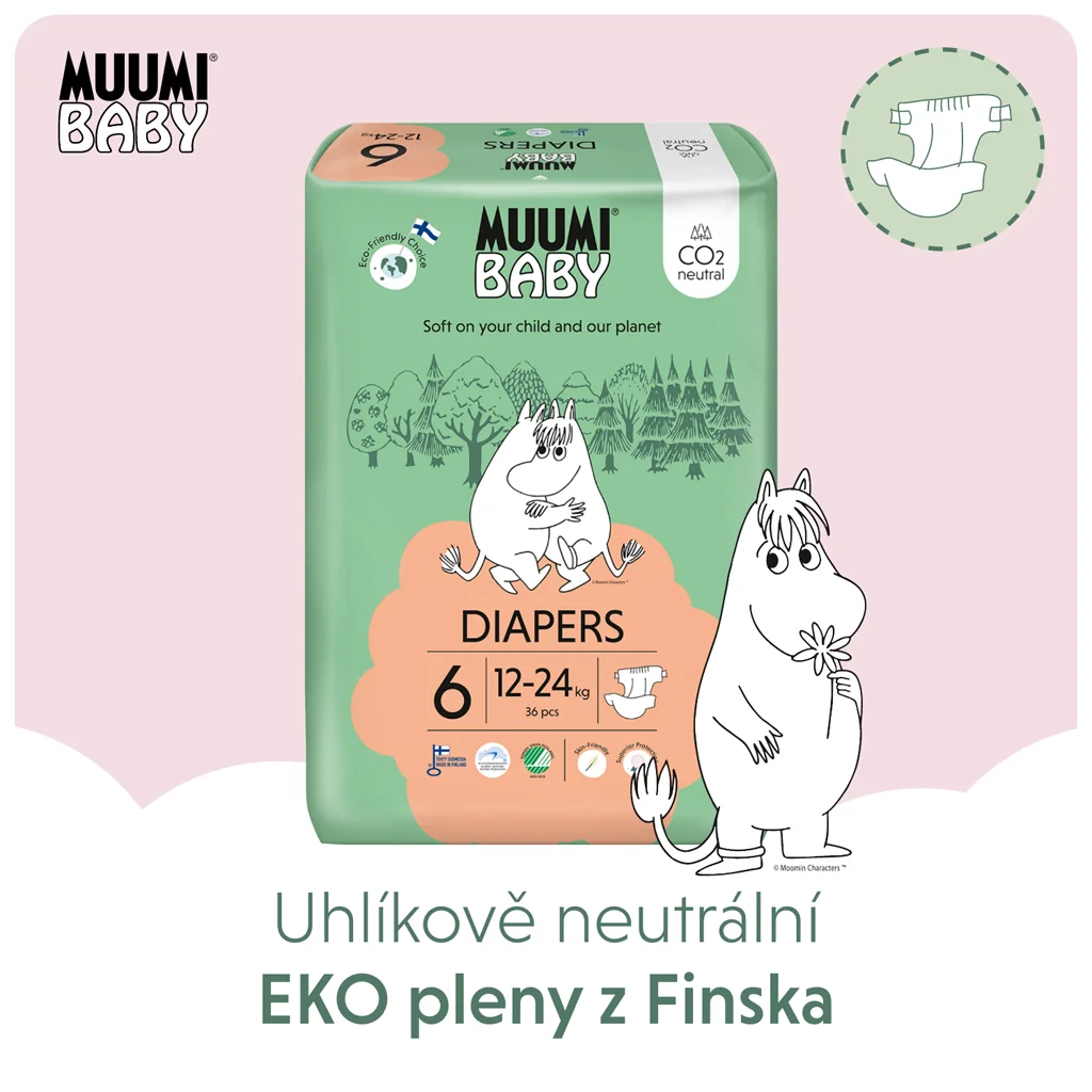 Muumi Baby 6 Junior 12-24 kg, eko plienky 36 ks 1×36ks, EKO plienky