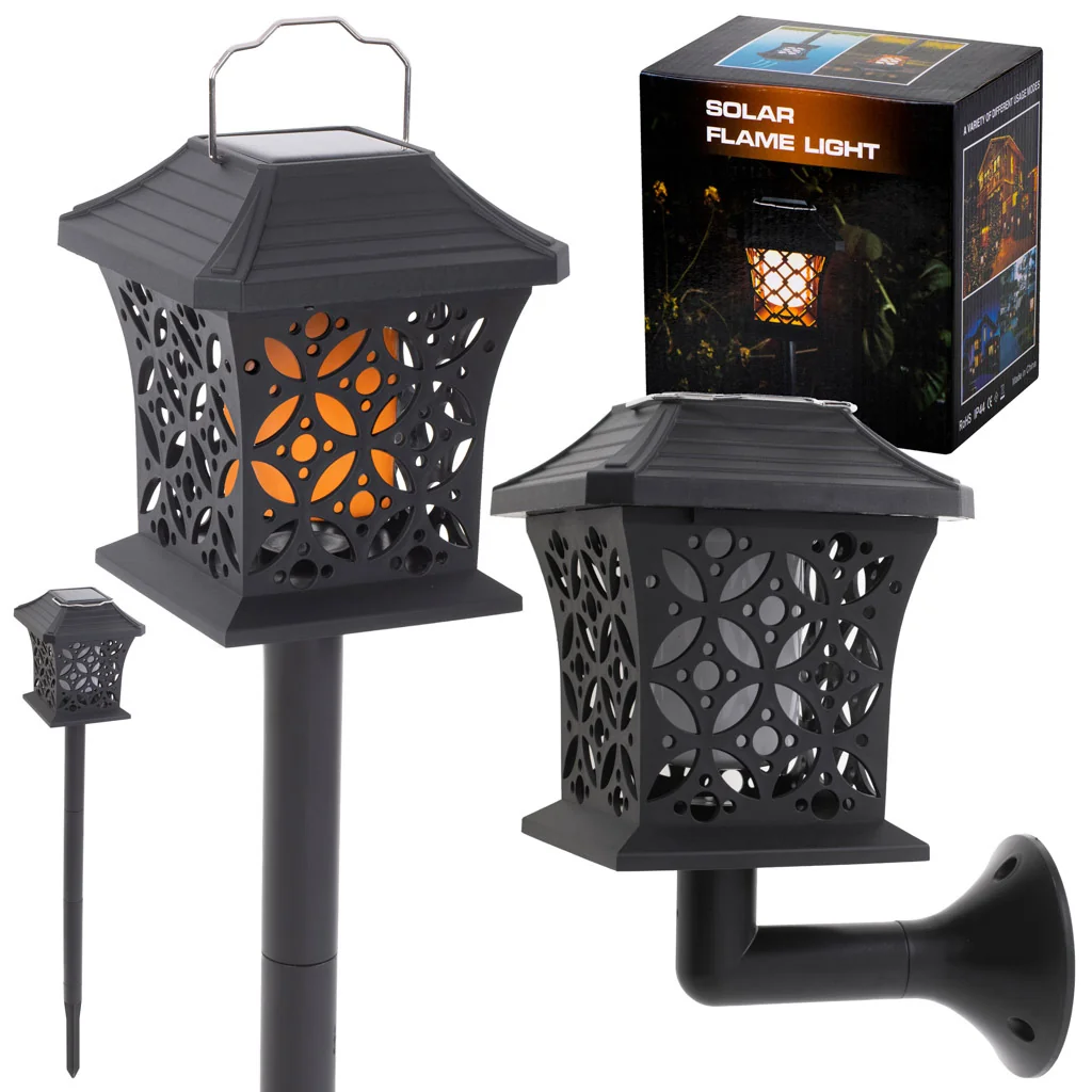 MG Standing Lantern solárna lampa 12 LED, čierna 