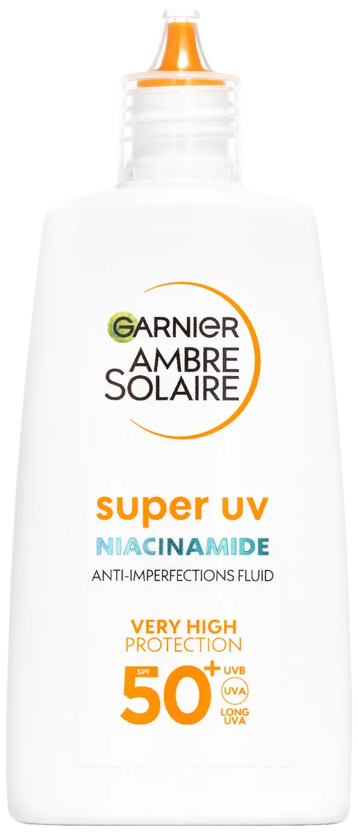 Garnier Ambre Solaire Super UV denný fluid proti nedokonalostiam s niacínamidom a SPF 50+ 1×40 ml, fluid