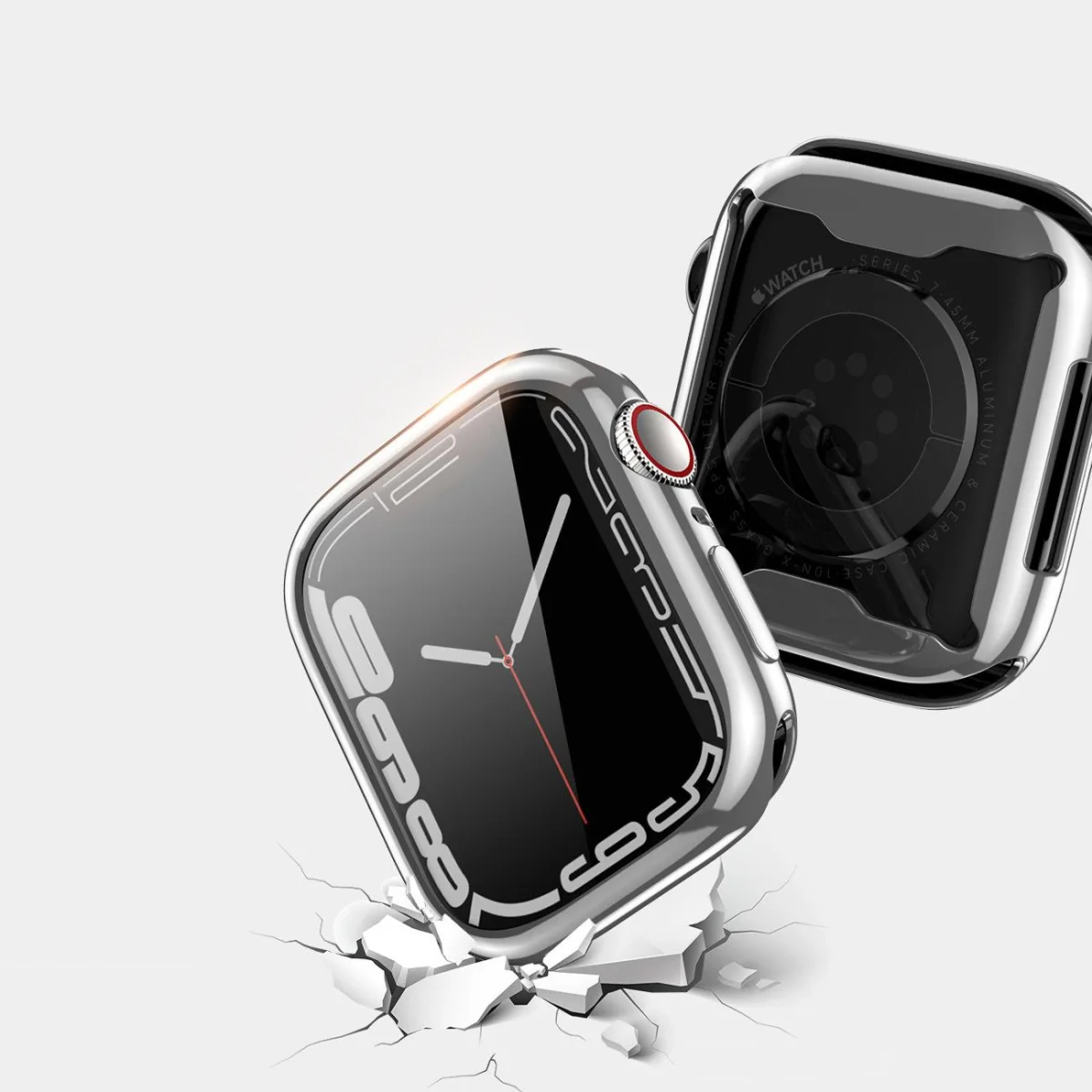 Dux Ducis Samo puzdro so sklom na Apple Watch 7 41mm, strieborné 