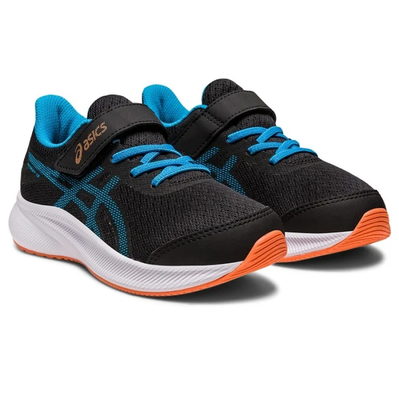 Asics Patriot 13 PS Detská bežecká obuv, čierna/modrá/oranžová, veľ. 31,5 89715-31-5