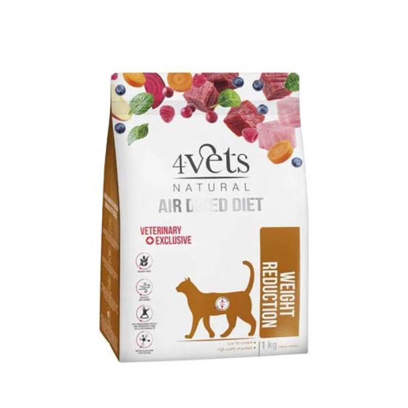 4Vets AIR DRIED NATURAL VETERINARY EXCLUSIVE WEIGHT REDUCTION 1kg sušené krmivo pre mačky na redukciu hmotnosti