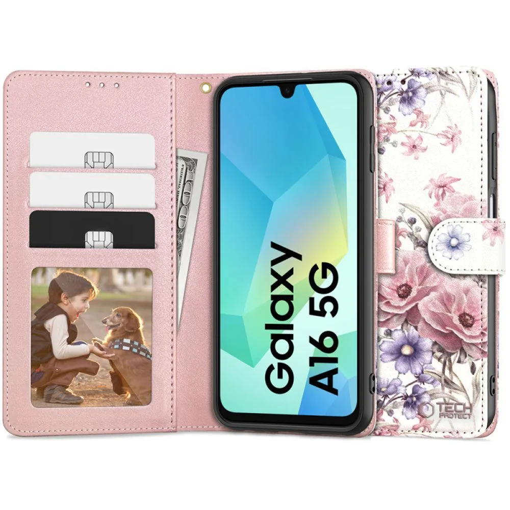 Tech-Protect Wallet knižkové puzdro na Samsung Galaxy A16 4G / 5G, blo ssom flower