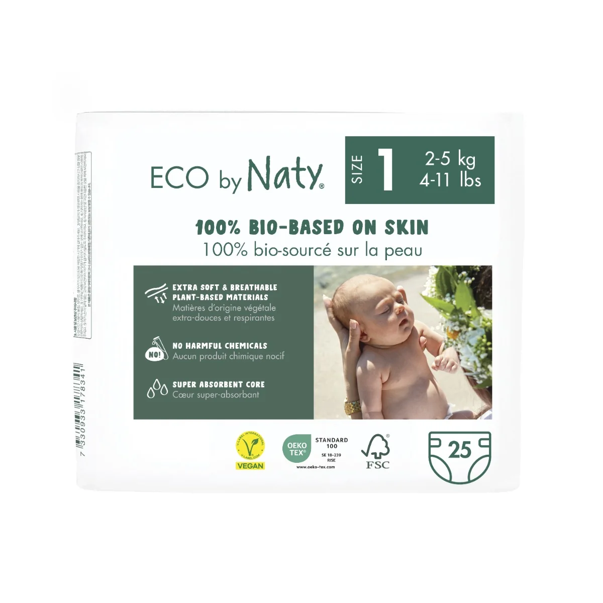 ECO BY NATY Plienky jednorazové 1 (2-5 kg) 25 ks