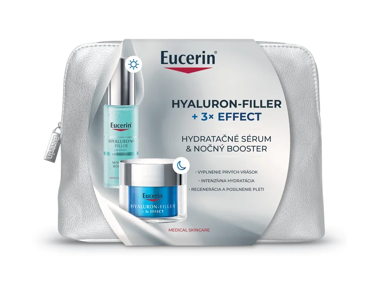 Eucerin Vianočná taštička HYALURON-FILLER + 3x EFFECT Hydratačný booster sérum + Nočný hydratačný booster