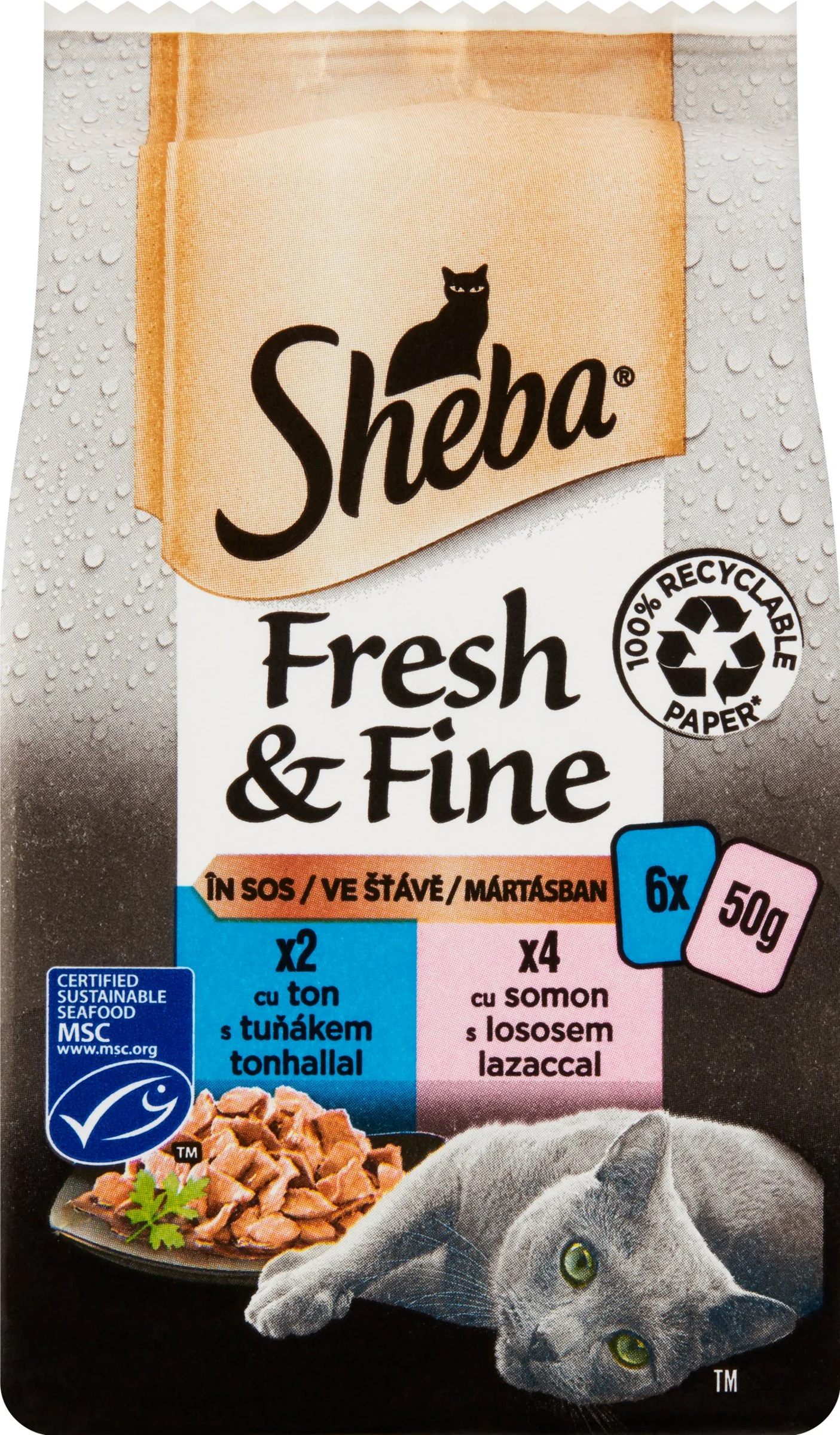 Sheba Kapsička Fresh&Fine Rybací Výber 6ks 300g 1×300 g