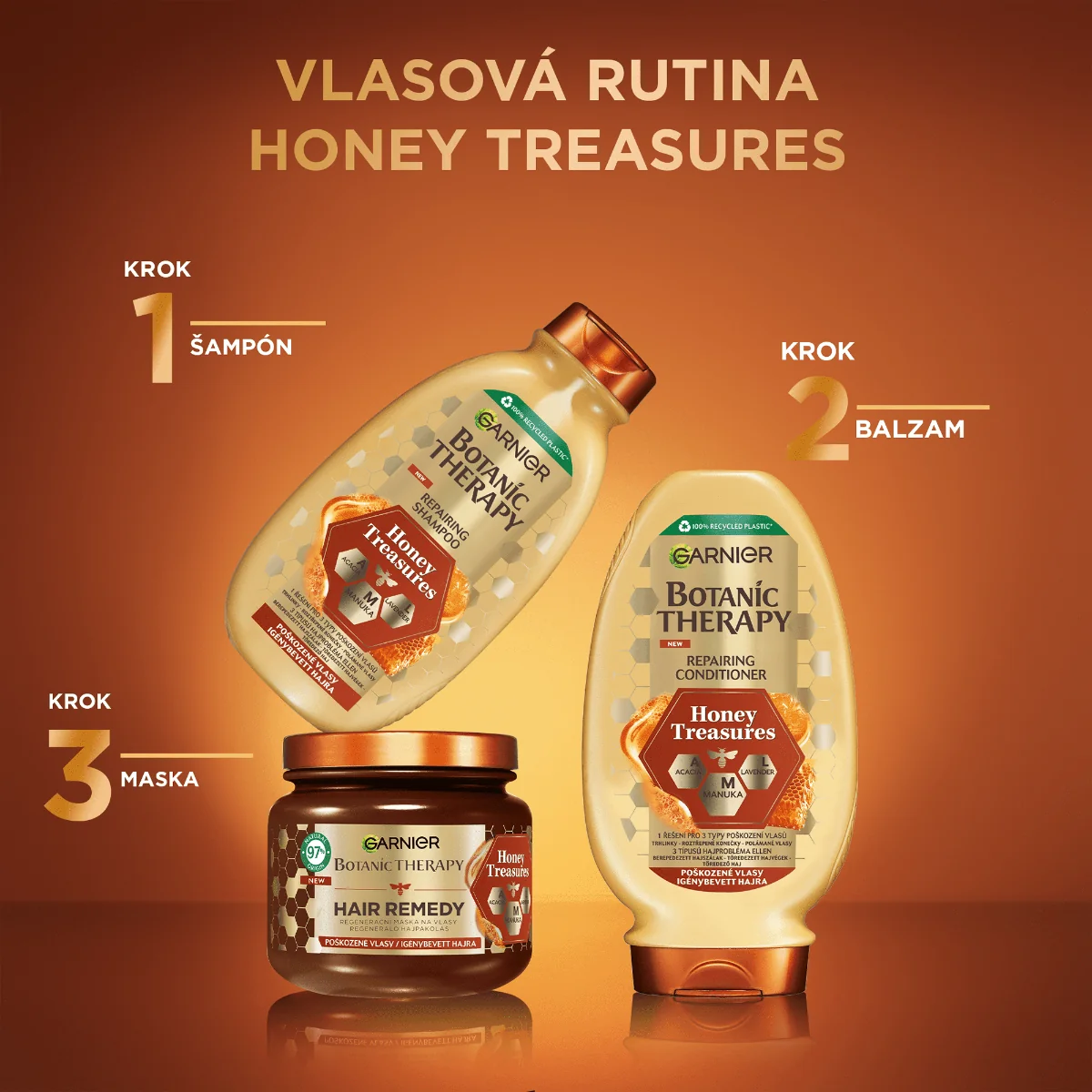 Garnier Botanic Therapy Hair Remedy Honey Treasure 1×340 ml, regeneračná maska na poškodené vlasy, 340 ml